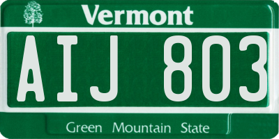 VT license plate AIJ803