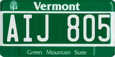 VT license plate AIJ805