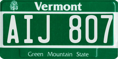 VT license plate AIJ807