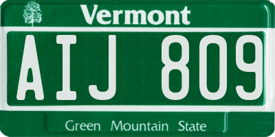 VT license plate AIJ809