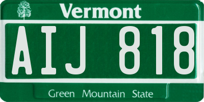 VT license plate AIJ818