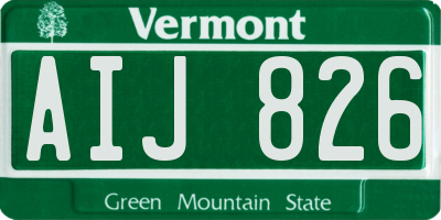 VT license plate AIJ826