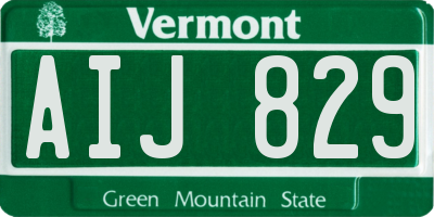VT license plate AIJ829