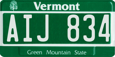 VT license plate AIJ834