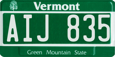 VT license plate AIJ835