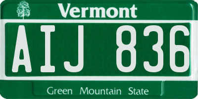 VT license plate AIJ836