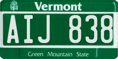 VT license plate AIJ838