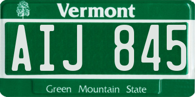 VT license plate AIJ845