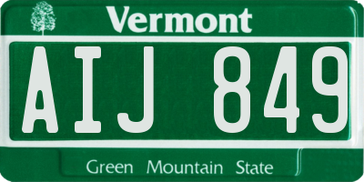 VT license plate AIJ849