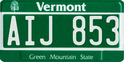 VT license plate AIJ853