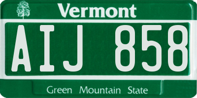 VT license plate AIJ858