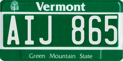 VT license plate AIJ865