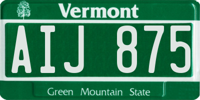VT license plate AIJ875