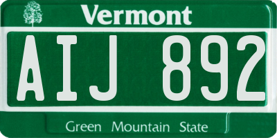 VT license plate AIJ892