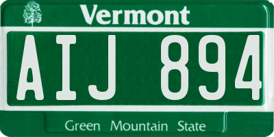 VT license plate AIJ894