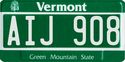 VT license plate AIJ908