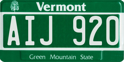 VT license plate AIJ920
