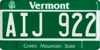 VT license plate AIJ922