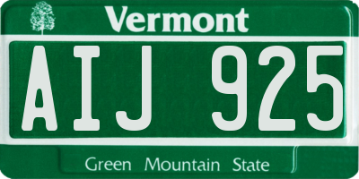 VT license plate AIJ925