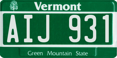 VT license plate AIJ931