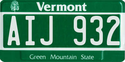 VT license plate AIJ932