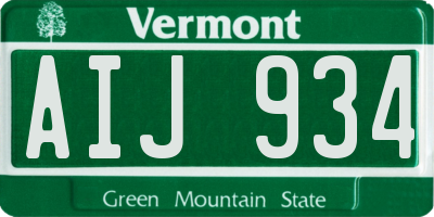 VT license plate AIJ934