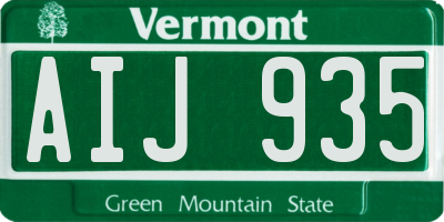 VT license plate AIJ935