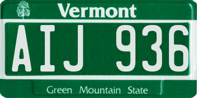 VT license plate AIJ936
