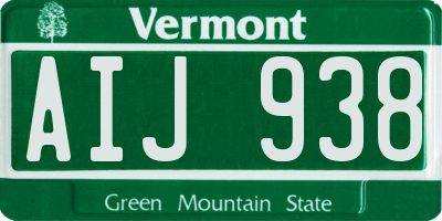 VT license plate AIJ938