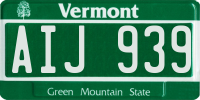 VT license plate AIJ939