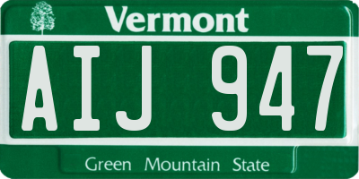 VT license plate AIJ947