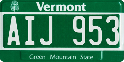 VT license plate AIJ953