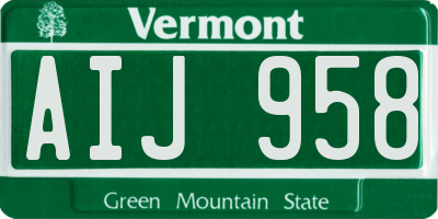 VT license plate AIJ958