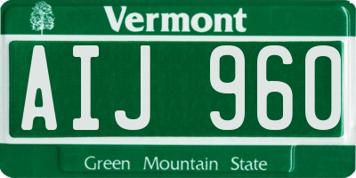 VT license plate AIJ960