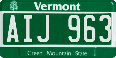 VT license plate AIJ963
