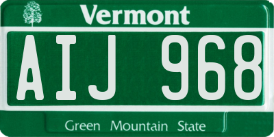 VT license plate AIJ968