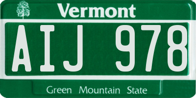 VT license plate AIJ978