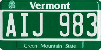 VT license plate AIJ983