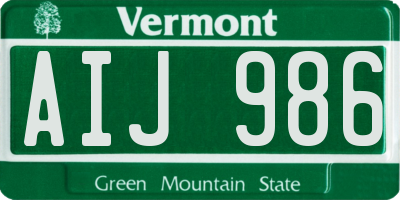 VT license plate AIJ986