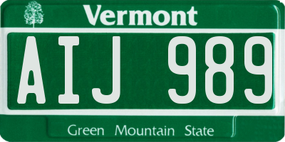 VT license plate AIJ989