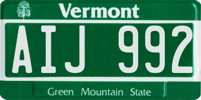 VT license plate AIJ992