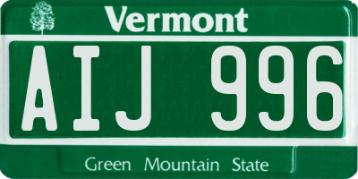 VT license plate AIJ996