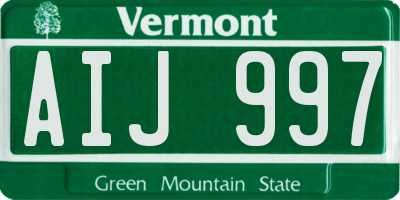 VT license plate AIJ997