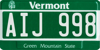 VT license plate AIJ998