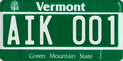 VT license plate AIK001