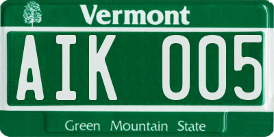 VT license plate AIK005