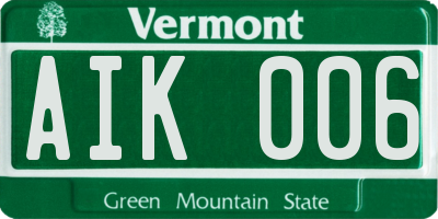 VT license plate AIK006