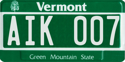 VT license plate AIK007