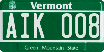 VT license plate AIK008