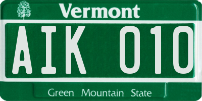 VT license plate AIK010